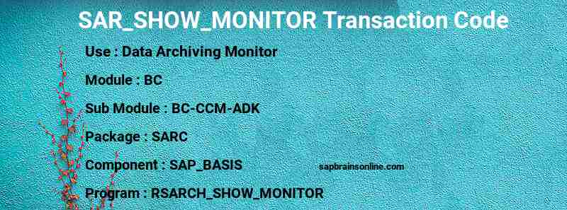 SAP SAR_SHOW_MONITOR transaction code