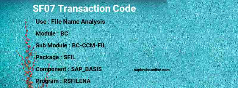 SAP SF07 transaction code