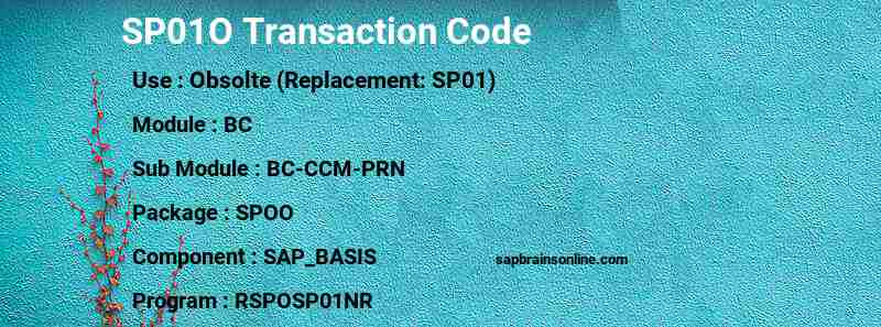 SAP SP01O transaction code