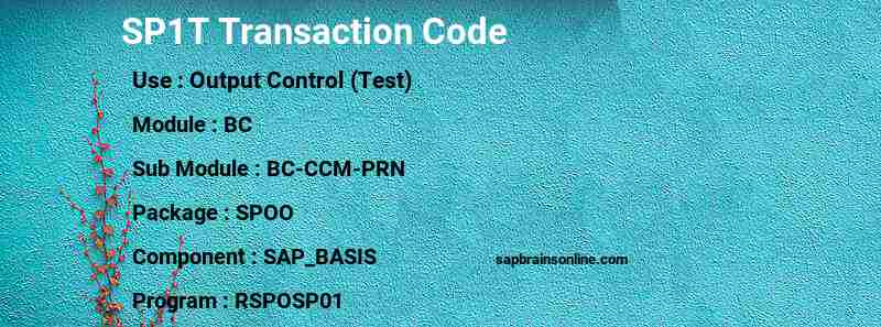 SAP SP1T transaction code