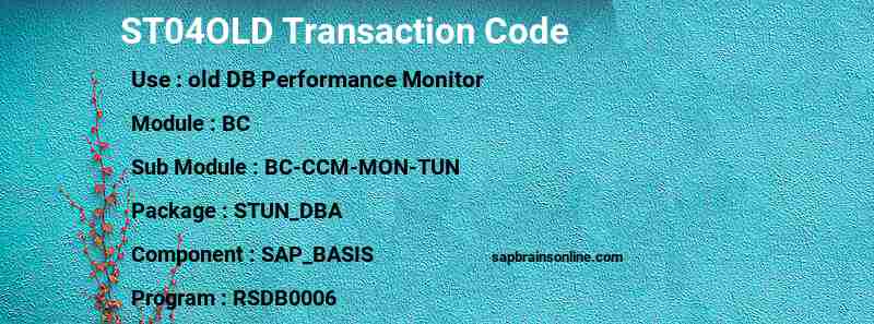SAP ST04OLD transaction code