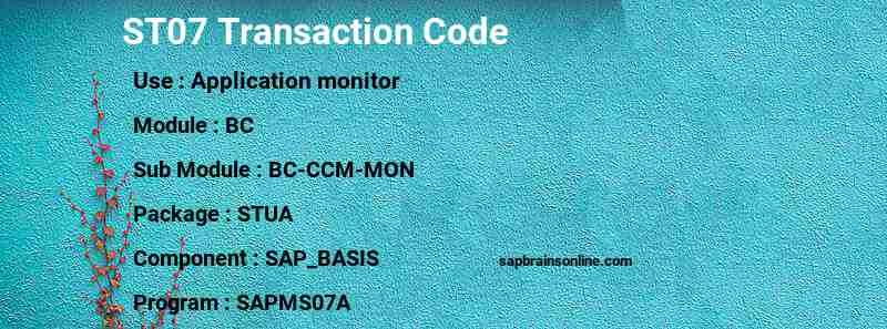 SAP ST07 transaction code