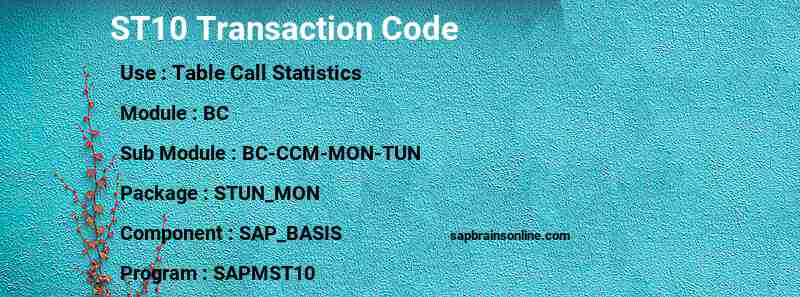 SAP ST10 transaction code