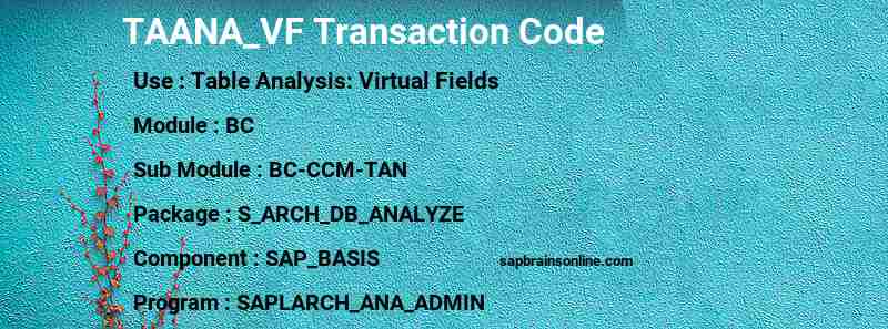 SAP TAANA_VF transaction code