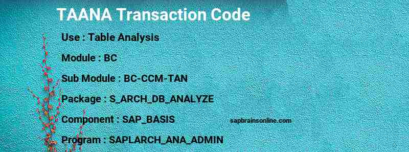 SAP TAANA transaction code