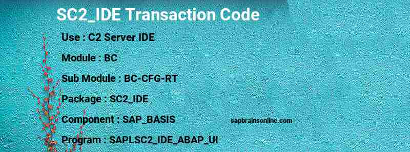 SAP SC2_IDE transaction code