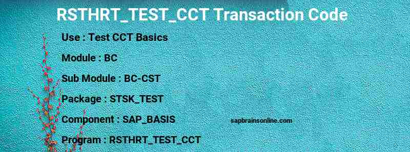 SAP RSTHRT_TEST_CCT transaction code