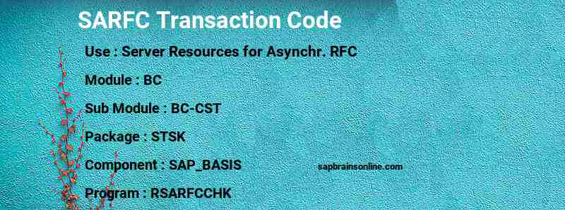 SAP SARFC transaction code