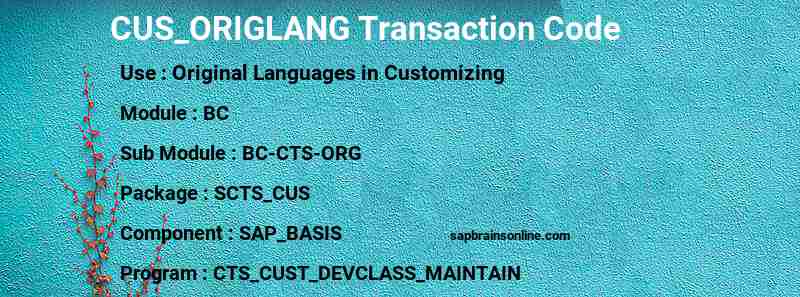 SAP CUS_ORIGLANG transaction code