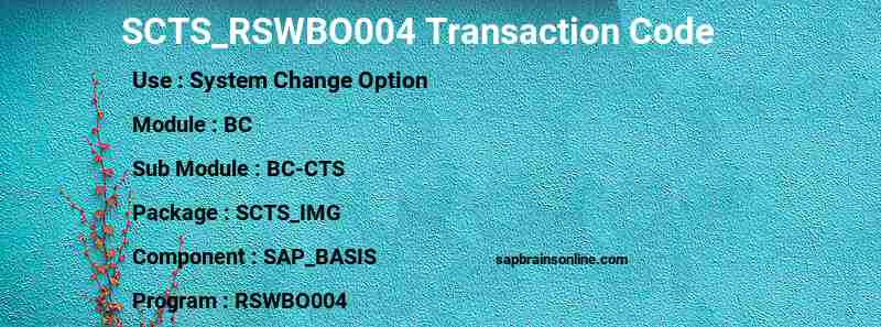 SAP SCTS_RSWBO004 transaction code
