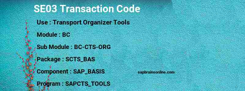 SAP SE03 transaction code