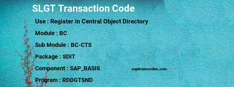 SAP SLGT transaction code