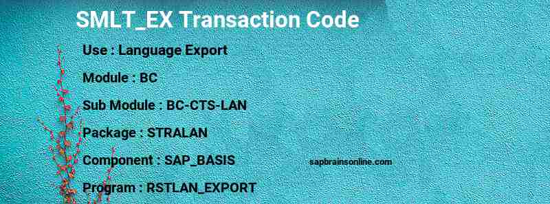 SAP SMLT_EX transaction code