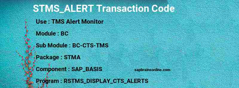 SAP STMS_ALERT transaction code