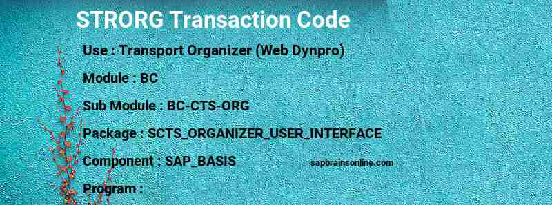 SAP STRORG transaction code