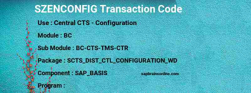 SAP SZENCONFIG transaction code