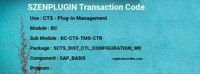 SAP SZENPLUGIN transaction code