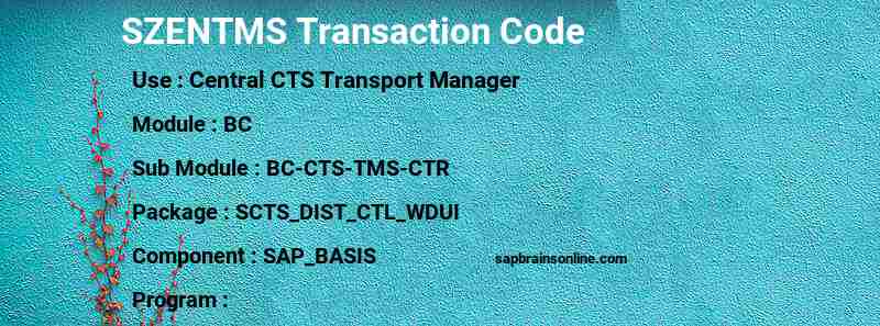 SAP SZENTMS transaction code