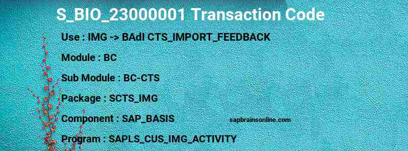 SAP S_BIO_23000001 transaction code