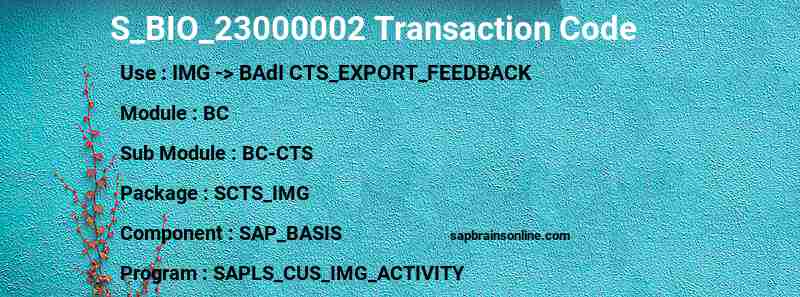 SAP S_BIO_23000002 transaction code