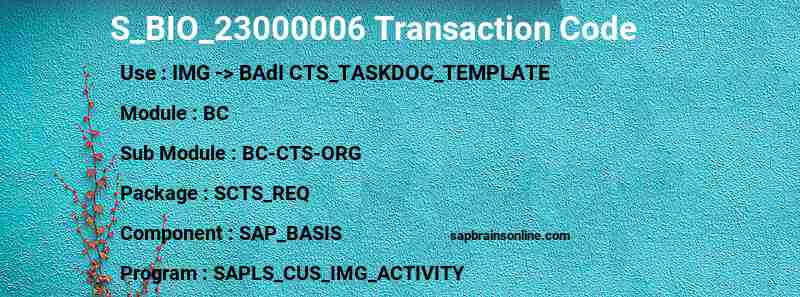 SAP S_BIO_23000006 transaction code