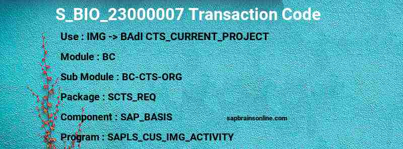 SAP S_BIO_23000007 transaction code