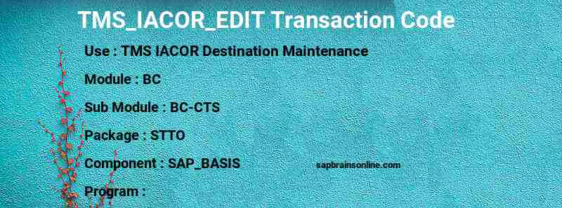 SAP TMS_IACOR_EDIT transaction code