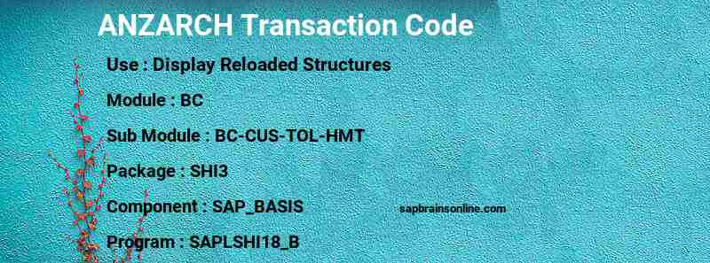 SAP ANZARCH transaction code