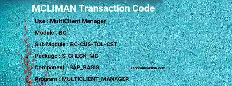 SAP MCLIMAN transaction code