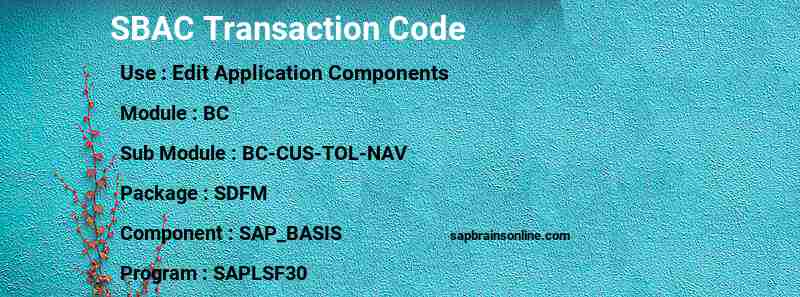 SAP SBAC transaction code