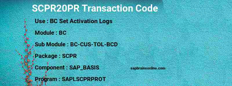 SAP SCPR20PR transaction code