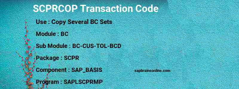 SAP SCPRCOP transaction code