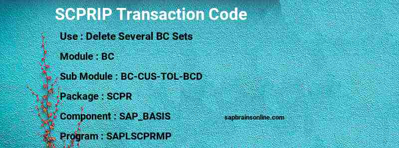 SAP SCPRIP transaction code