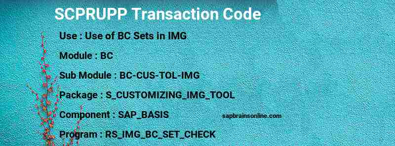 SAP SCPRUPP transaction code