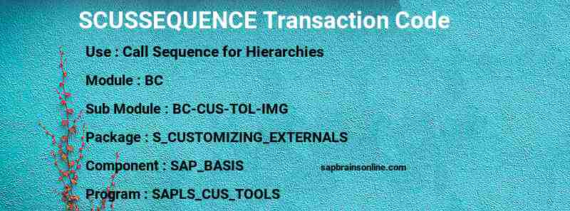 SAP SCUSSEQUENCE transaction code