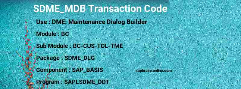 SAP SDME_MDB transaction code