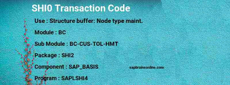 SAP SHI0 transaction code