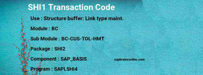SAP SHI1 transaction code