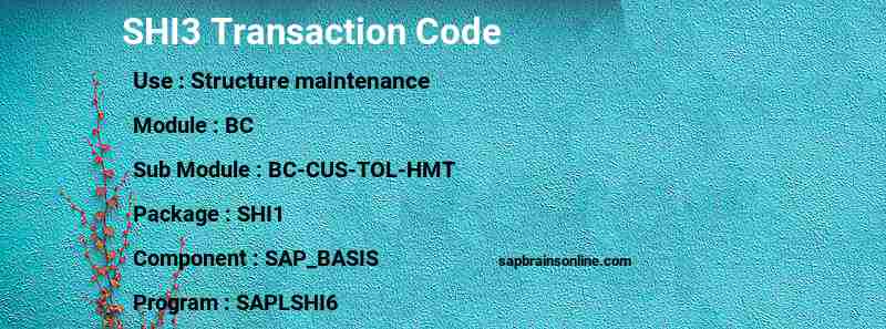 SAP SHI3 transaction code