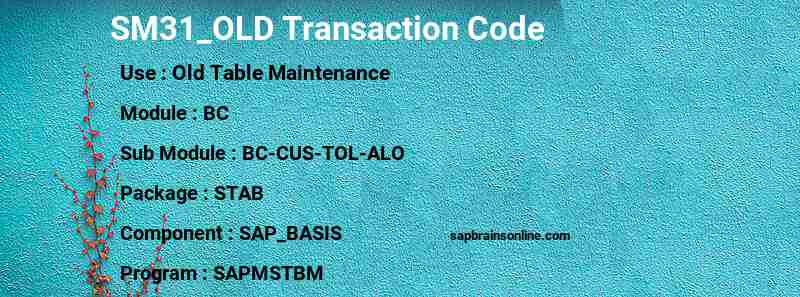 SAP SM31_OLD transaction code