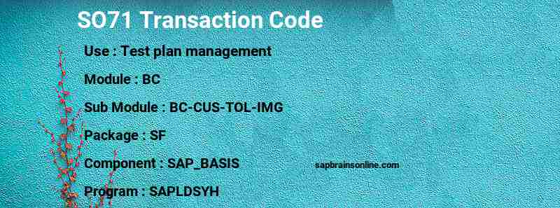 SAP SO71 transaction code