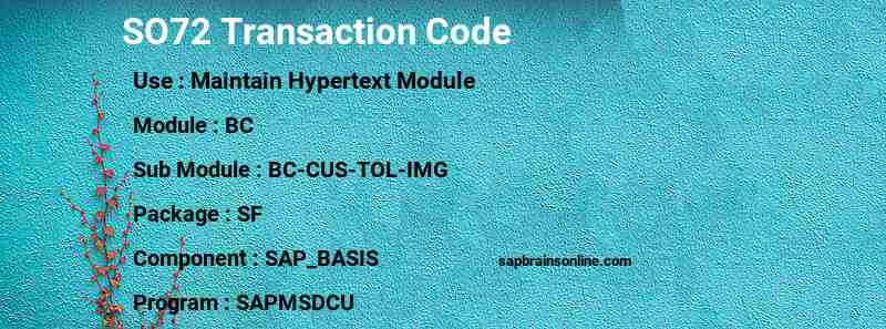 SAP SO72 transaction code