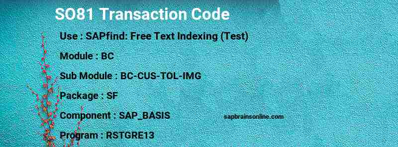 SAP SO81 transaction code