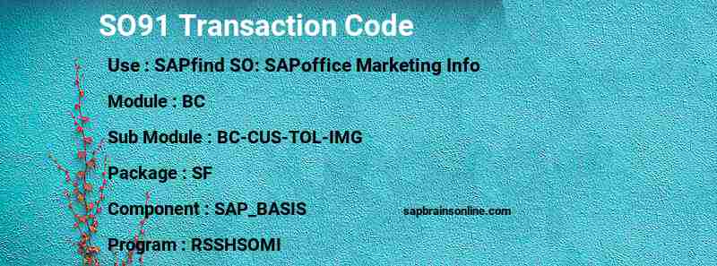 SAP SO91 transaction code