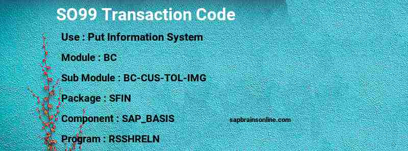 SAP SO99 transaction code