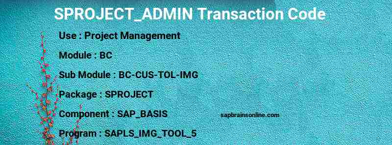 SAP SPROJECT_ADMIN transaction code