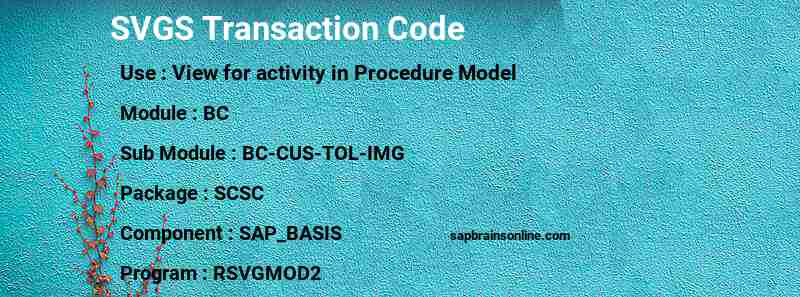 SAP SVGS transaction code