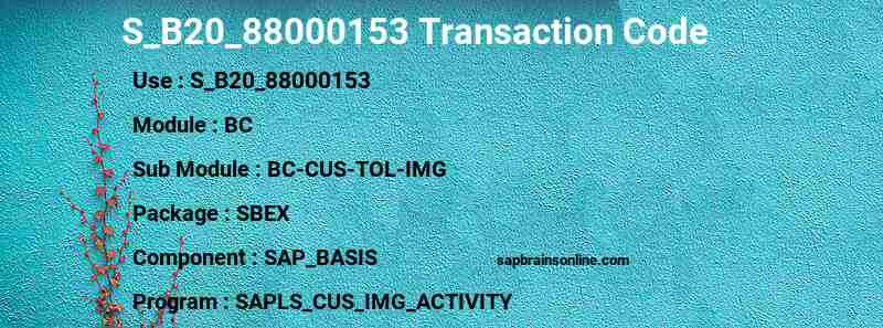 SAP S_B20_88000153 transaction code