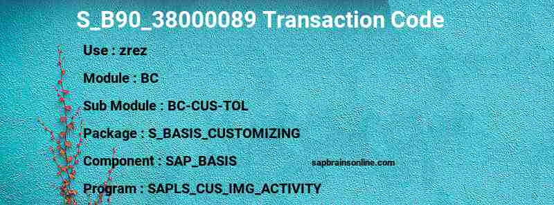 SAP S_B90_38000089 transaction code