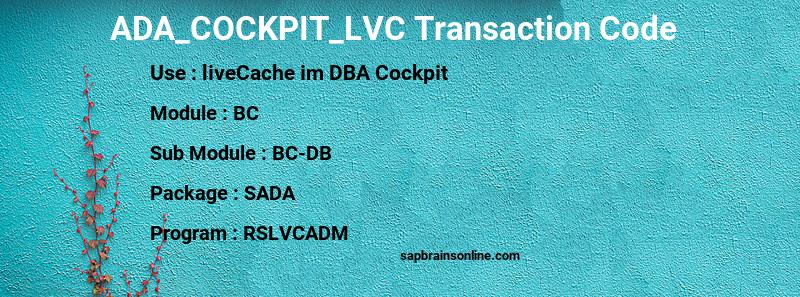 SAP ADA_COCKPIT_LVC transaction code